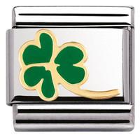 nomination charm composable classic nature clover with stem steel