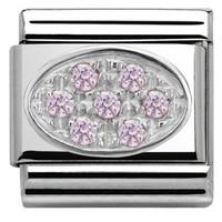 Nomination Charm Composable Classic Oval Pave Pink Cubic Zirconia Steel
