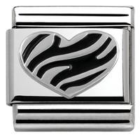 Nomination Charm Composable Classic Oxidized Symbols Striped Heart Steel
