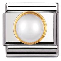 Nomination Charm Composable Classic Round Stones White Pearl Steel