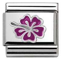 Nomination Charm Composable Classic Symbols Hibiscus Fuchsia Steel