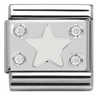 nomination charm composable classic symbols white plate with star stee ...