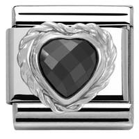 nomination charm composable link heart stone black steel