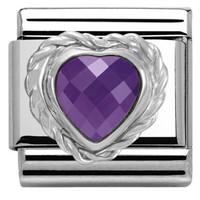 nomination charm composable link heart stone purple steel