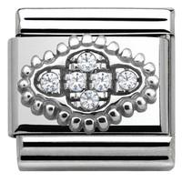 Nomination Charm Composable Link with Pave Flower White Steel