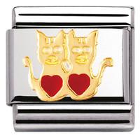 Nomination Charm Composable Classic Earth Animals 1 Cats with Heart Steel