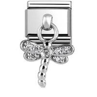 Nomination Silver Sparkling Dangly Dragonfly Charm