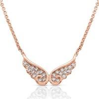 nomination angel rose gold cz double wing necklace