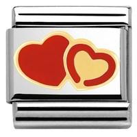 Nomination Red & Gold Hearts Charm