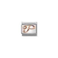 nomination rose gold letter p charm