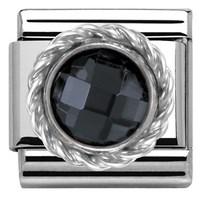 Nomination Round Faceted Black Charm