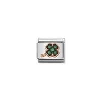 Nomination Rose Gold Green Clover Charm