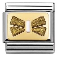 nomination glitter nights sparkly gold bow charm