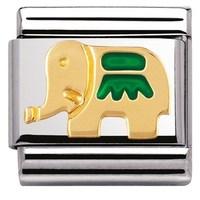 Nomination Charm Green Elephant