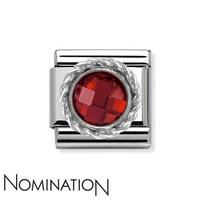 Nomination Round Faceted Red Charm