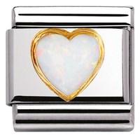 nomination white opal heart charm