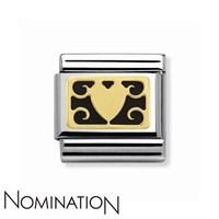 Nomination Black Enamel Plaque with Heart Charm