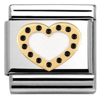 Nomination Gold and Black Heart Charm