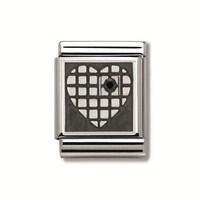 Nomination Big Black CZ Heart Charm