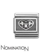 Nomination White Crystal Oxidised Heart Charm
