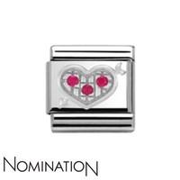 Nomination Silvershine Red Crystal Heart Charm