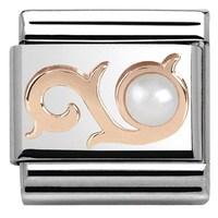 Nomination Rose Gold White Pearl Curl Charm