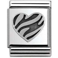 nomination big striped heart charm