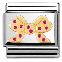 Nomination Pink and Gold Bow Charm