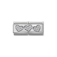 Nomination Silver Hearts Double Plate Charm