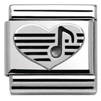 Nomination Silvershine Heart Music Note Charm