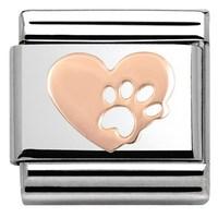 Nomination Rose Gold Heart With Paw Print Charm