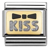 nomination glitter nights black silver kiss charm