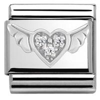 Nomination Silvershine Crystal Flying Heart Charm