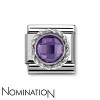 Nomination Round Faceted Purple Charm