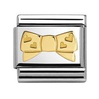 nomination madame monsieur gold heart bow charm 03016224