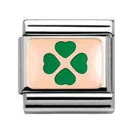 nomination classic rose gold green four leaf clover charm 43020108