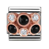 nomination classic rose gold cubic zirconia and black agate cluster ch ...
