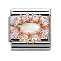 nomination classic rose gold cubic zirconia and pearl traditional clus ...