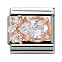 nomination rose gold white drop charm 430309 01