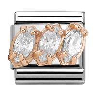 Nomination Rose Gold - White Triptych Charm 430309-05