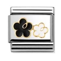 nomination elegance black white double flower charm 030279 0 08