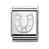 nomination big white enamel horseshoe charm 33230501
