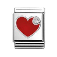 nomination big cubic zirconia red enamel heart charm 33230507