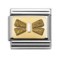 nomination elegance gold white bow charm 03028042