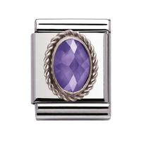 nomination big ornate faceted purple cubic zirconia charm 032603001