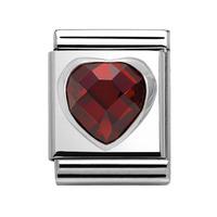 nomination big red faceted cubic zirconia heart charm 332601005