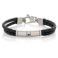 Nomination Tribe - Mens Black Leather Double Bracelet 026421 001