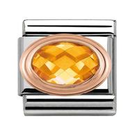 nomination classic rose gold framed faceted yellow cubic zirconia char ...