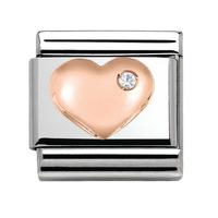 Nomination CLASSIC Rose Gold Stone Set Heart Charm 430305/01