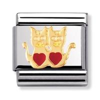 Nomination Animals of Earth - Two Cats Hearts Charm 030248-0 01